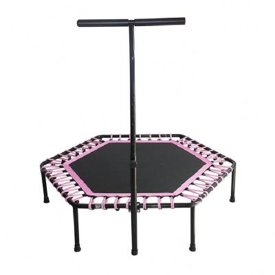 China Without Protective Net 128cm Mesh Fabric Hexagon Fitness Trampoline With T Bar for sale