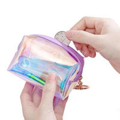 China Fashion Lovely Cute Girls Rainbow PVC Zipper Pouch Mini Coin Purse Lipstick Case For Women for sale