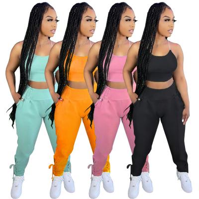 China New Product 2022 Breathable Trending Designer Plus Size Women's Clothing Suspenders Sports Fashion Casual Pant Suit for sale