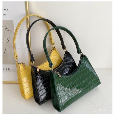 China 2021 Factory Direct Sale Fashion Croc-Embossed Clutch Purse Women Handbags Leather Shoulder Bag Armpit Bags for sale