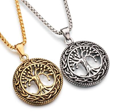 China Fashion stainless steel necklace tree of life round noble necklace pendant and elegant jewelry gift for women for sale