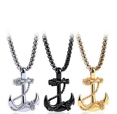 China Hip Hop Rock Stainless Steel Sea Anchor Men's Necklace Sailor Style Accessories Jewelry Punk Anchor Pendant Necklace for sale