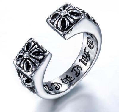 China Stainless Steel Punk Women's Vintage Flower Jewelry Adjustable Cross Ring Ring Silver Cross Men for sale