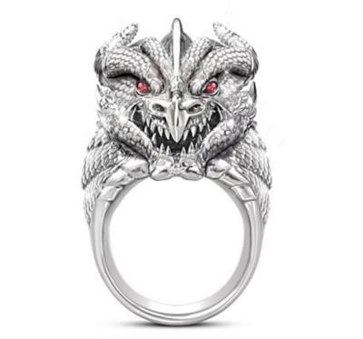 China Retro Style Adjustable Punk Ring Jewelry Accessories Animal of Dragon Ring Silver Domineering Fashion Punk Men's and Women's for sale