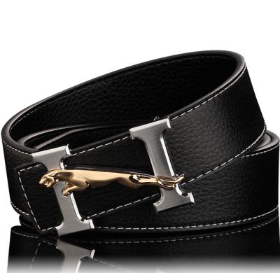 China Classic Custom Made LOGO Men's Business Casual Dress Unisex Smooth Buckle Belt Plate Buckle Leather Belt for sale