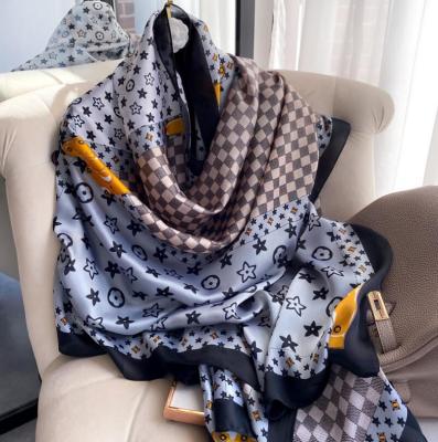 China Wholesale Luxury Printed Silk Scarf Designer Hijabs Long Fashion Scarf Ladies Silk Chiffon Stoles Scarves for sale