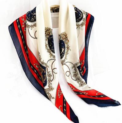 China Shortly 70*70cm Ladies Neck Scarves Wholesale Custom Summer Women Printing Square Satin Silk Scarf for sale