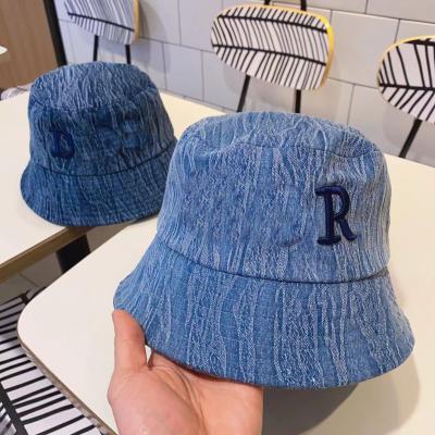 China 2021 New Image Denim Fisherman Classic Striped Ladies Hat Sun Hat Luxury Fashion Accessories for sale