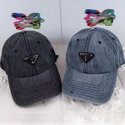 China 2021 Picture Triangle With Letter Word Patchwork Baseball Hats Summer Sun Hats Youth Trend Couple Denim Floppy Hats for sale