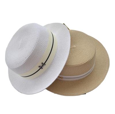 China Outdoor Summer Sun Straw Braid Floppy Fedora Beach Breathable Panama Straw Spring Hats Striped Men Women for sale