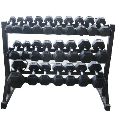 China Indoor Gym Dumbbell Rack 3 Tier Customized Logo Dumbbell Rack Dumbbell Storage for sale