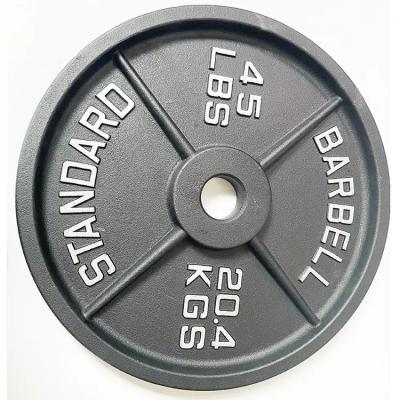 China Standard Commercial Use Gym Cast Iron Weight Disc Plate Cast Iron Bumper Plates Customs Logo 45LB for sale