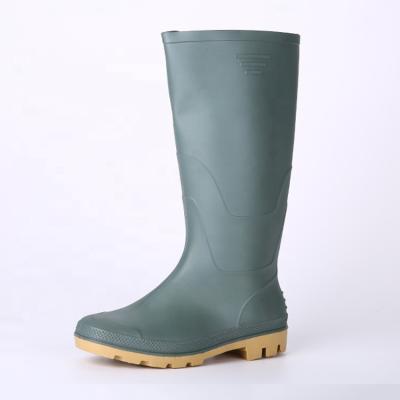 China Lightweight Safety Oil Acid Alkali Green PVC Rain Boots Non Slip Resistant Waterproof Men Anti for sale