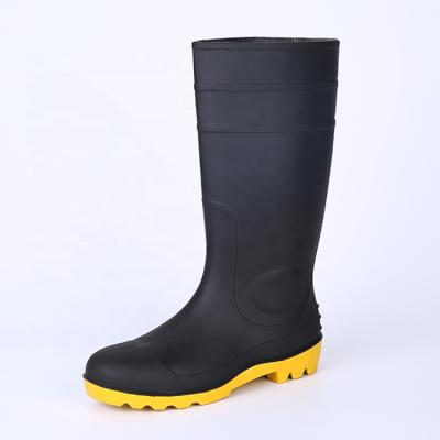 China CE Steel Black Waterproof Oil Toe Cap Puncture Proof PVC Work Safety Chemical Resistant Steel Rain Boots for sale