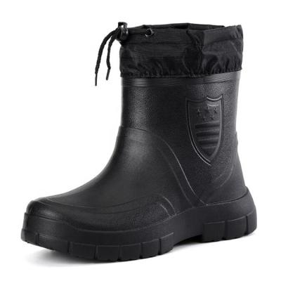 China Cold Storage Lightweight Acid Resistant Oil Anti Slip Keep Warm Men Winter Ankle Eva Rain Boots For Work for sale