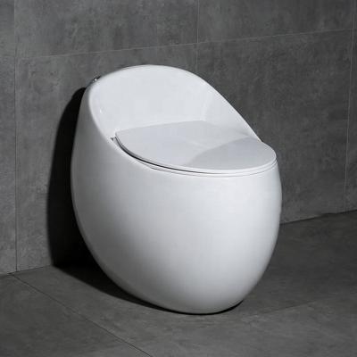 China Double-Flow Modern Design Luxury Bathroom Egg Form One-Piece Water Closet Toilet for sale