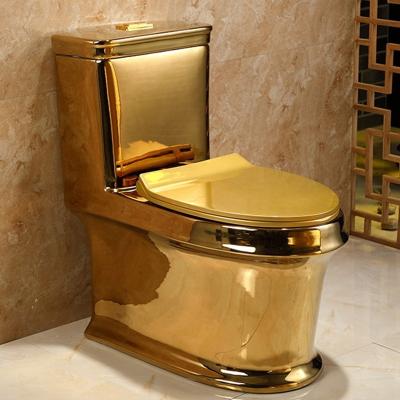 China New Style Gold Double-Flow Hotel Project Luxury Sanitary Ware High Quality Bathroom One Piece Toilet for sale