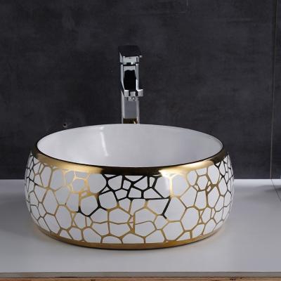 China Oval Type Modern Antique Bathroom Gold Hand Sink Countertop Wash Basin for sale