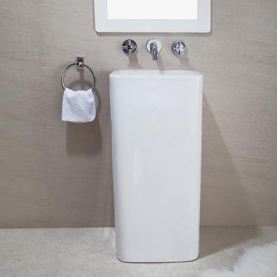 China Modern Commercial Free Standing Lavabo Lavabo Single Piece Bath Pedestal Sinks for sale