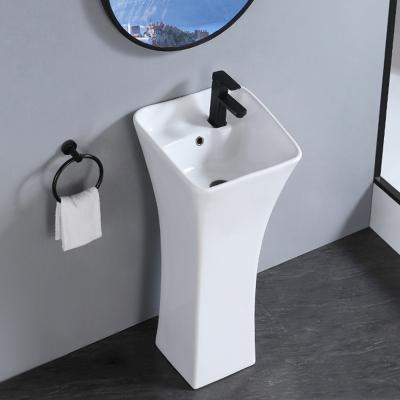 China High Grade Modern Floor Standing Basin Bathroom Ceramic One Piece Pedestal Wash Basin for sale