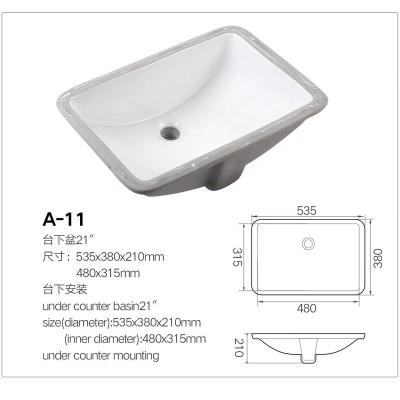 China Modern Wholesale Ceramic Hand Wash Sink High Quality Square Undercounter Sink for sale