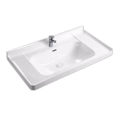 China Rectangle Modern Tabletop Modern Cabinet Ceramic Hand Basin Bathroom Sink for sale