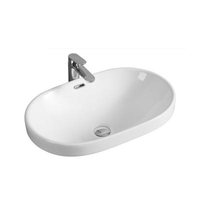 China Modern Above Counter Ceramic Bathroom Vanity Sink With Rounded Square for sale