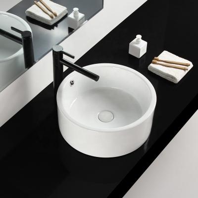 China Modern Hot Sales Countertop White Color Porcelain Bathroom Sink Around Art Basin For Hotel for sale