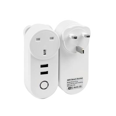 China AU CH India Japan Italy UK EU USA Plug Wireless WiFi Smart Socket Voice Control Residential/Multipurpose Singapore Brazil Plug 2usb WiFi Smart for sale