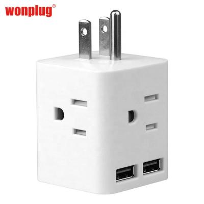 China 4 Port Home Outlets Usb Office 2 Socket Adapter Usb Usb Power Strip USA 3pin Plug In Multi Cube Socket Outlet Travel Adapter America for sale