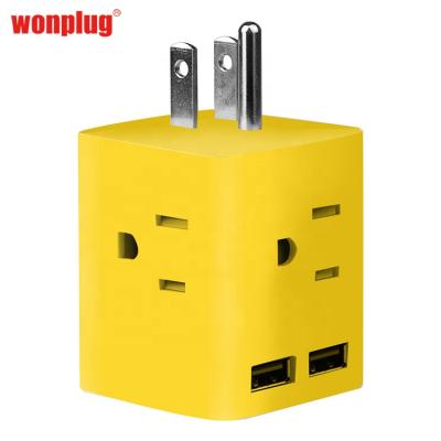 China Cute Usb Mini Cube Shape Socket Outlet America 4 Residential/General Purpose Magic Outlet Surge Protector 4 15a Us Cube Power Strip With Plug for sale