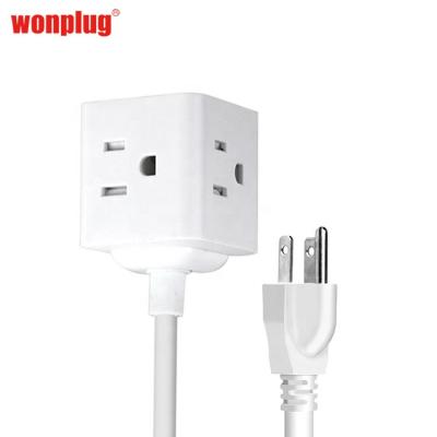 China Residential/All-Purpose AC Safety Travel 4 Outlet Protector Cube Socket Outlet Portable Metal Outlet Desk Mounted Power Strip With 1.5m Cord for sale