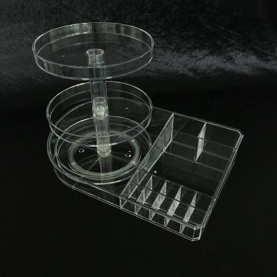 China Sustainable Transparent Acrylic Makeup Organizer 360 Rotating Cosmetic Storage Rack for sale