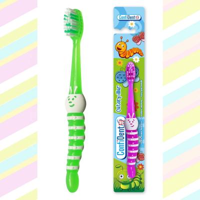 China Plastic & 2020 Cartoon Green Chenille Kids Teeth Soft Rubber Animal Bristle Plastic Toothbrush for sale