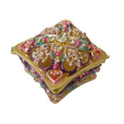 China Europe China Market Wholesale Old Lovely Square Shape Jeweled Trinket Box For Gifts QF1497 for sale