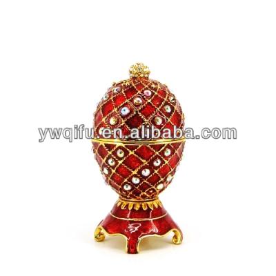 China Egg Home Metal Easter Egg Faberge Decoration Crystal Trinket Jewelry Box for sale