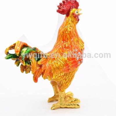 China 2015 Europe Fashion Retail Rooster Chicken Shaped Gold Plating Metal Crystal Enamel Rhinestone Craft Gifts for sale