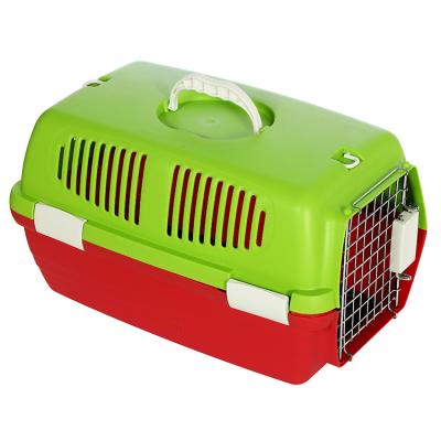 China Breathable Plastic Flight Transport Box Pet Air Box Travel Carrier Cages Portable Dog Carrier Cage for sale