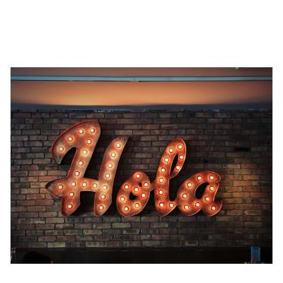 China Other Outdoor Advertising Old Shop Front Metal Marquee Light Bulb Sign Led Lighting Custom Letter Sign for sale