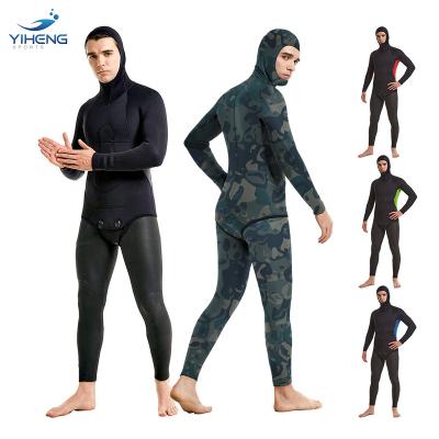 China YIHENG Antibacterial Customized 5mm 6mm 7mm 4/3 Freediving Spearfishing Diving Wetsuit Neoprene Neoprene Snorkeling Hooded Wetsuits for sale