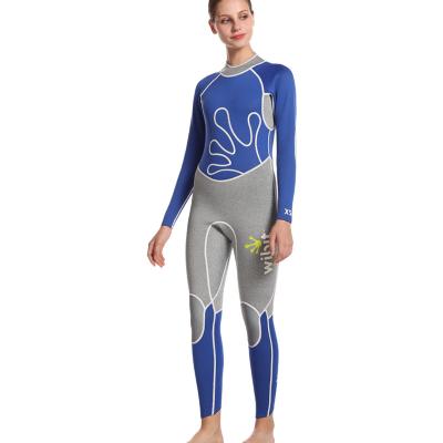 China Antibacterial Custom Logo Back Zipper Blue Neoprene 3xu Wetsuit, Hot Selling Diving Women Full Body 3xu Neoprene Wetsuit for sale