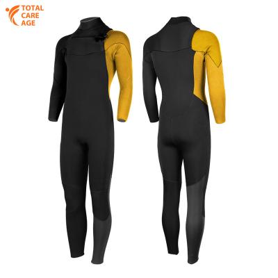 China YIHENG Super Yellow Antibacterial Neoprene Stretch 3mm Surf 4mm Wetsuit Front Chest Zip Surfing Wetsuit For Men for sale