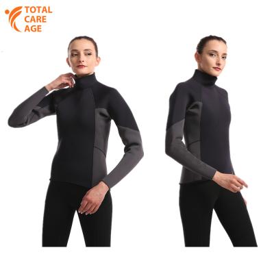 China High End TR OEM Ladies 3-5mm CR Neoprene Antibacterial Long Sleeve Swim Surf Wetsuit Shirt Women Surfing Tops for sale