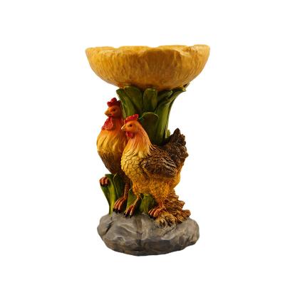 China Yinuo Europe Chicken Ornament Resin Folk Crafts Kit Set Animals Craft For Roach Handmade Bird Feeding for sale