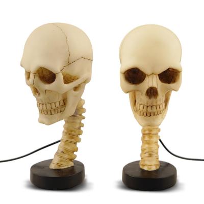 China New Europe Personality Creative Skeleton Head Lamp Decoration Resin Wood Listing Funny White Home Crafts for sale