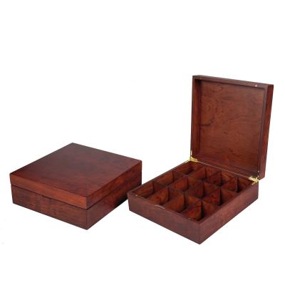 China Custom Logo Large Wooden Tea Gift Box Luxury Handmade Rosewood 12 Compartment Packaging for sale