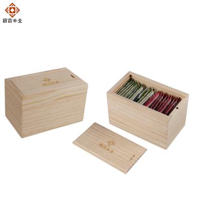 China Wooden Tea Bag Storage Box Dongguan Zhihe Handmade Wooden Logo Custom Gift Box Packaging Small Sliding Lid for sale