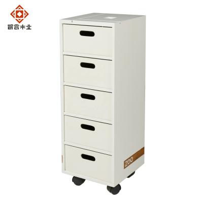 China Easy to move hot sale furniture supplies 5 drawers design eco-friendly white paint storage cabinet wooden chest for sale