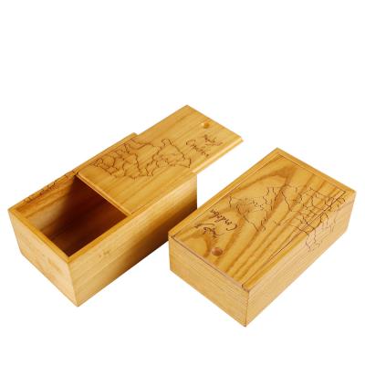 China Handmade Simple Sliding Natural Wooden Perfume Box Laser Logo Gift Storage Wooden Custom Lid Design Grain for sale