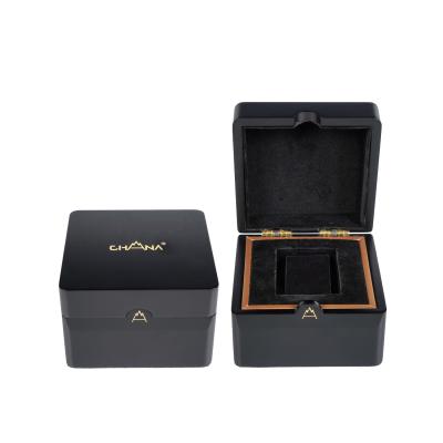 China Luxury High Quality Handmade Custom Logo Black Luxury Wooden Empty Watch Gift Boxes for sale